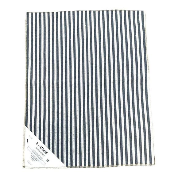 Linen Blend Stripe Fabric Samples Lot craft Kaufman Polyester Blue & White - Picture 2 of 16